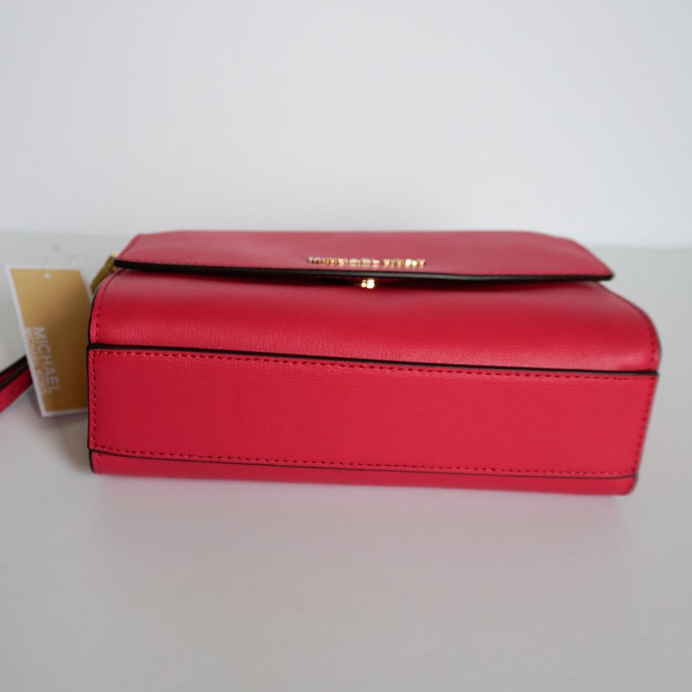 Michael Kors Ellis Medium Flap Messenger Shoulder Leather Bag Electric Pink - Picture 6 of 12